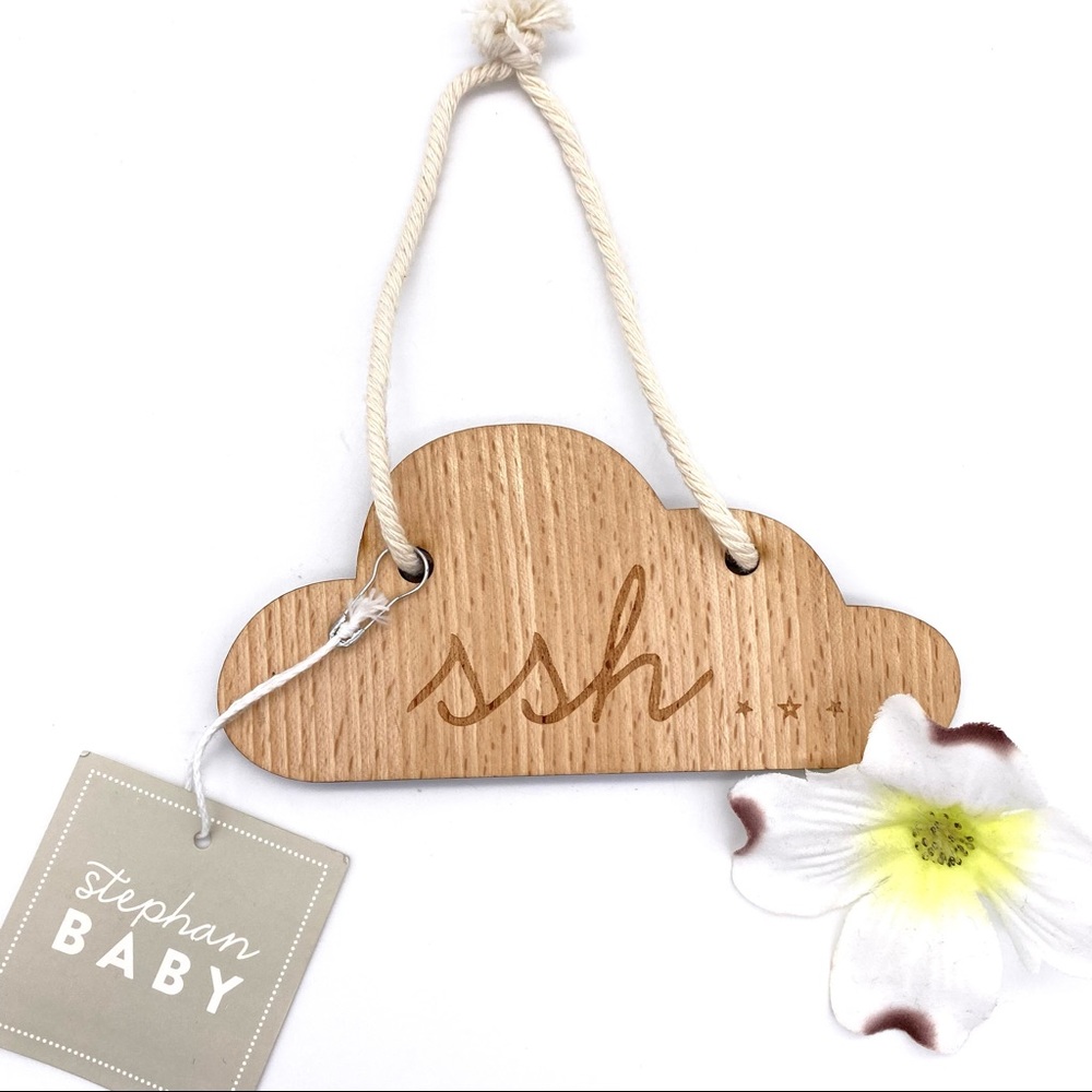 NWT Stephan Baby Beech Wood Shh Cloud Sleep Sign - Picture 2 of 10